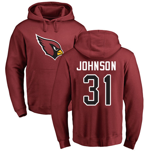 Arizona Cardinals Men Maroon David Johnson Name And Number Logo NFL Football #31 Pullover Hoodie Sweatshirts->arizona cardinals->NFL Jersey